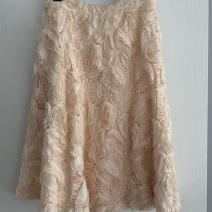 Anthropologie textured floral ivory skirt